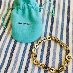 Tiffany & Co. 1837 Silver Spinning Donut Circle Links Chain 8" Bracelet
